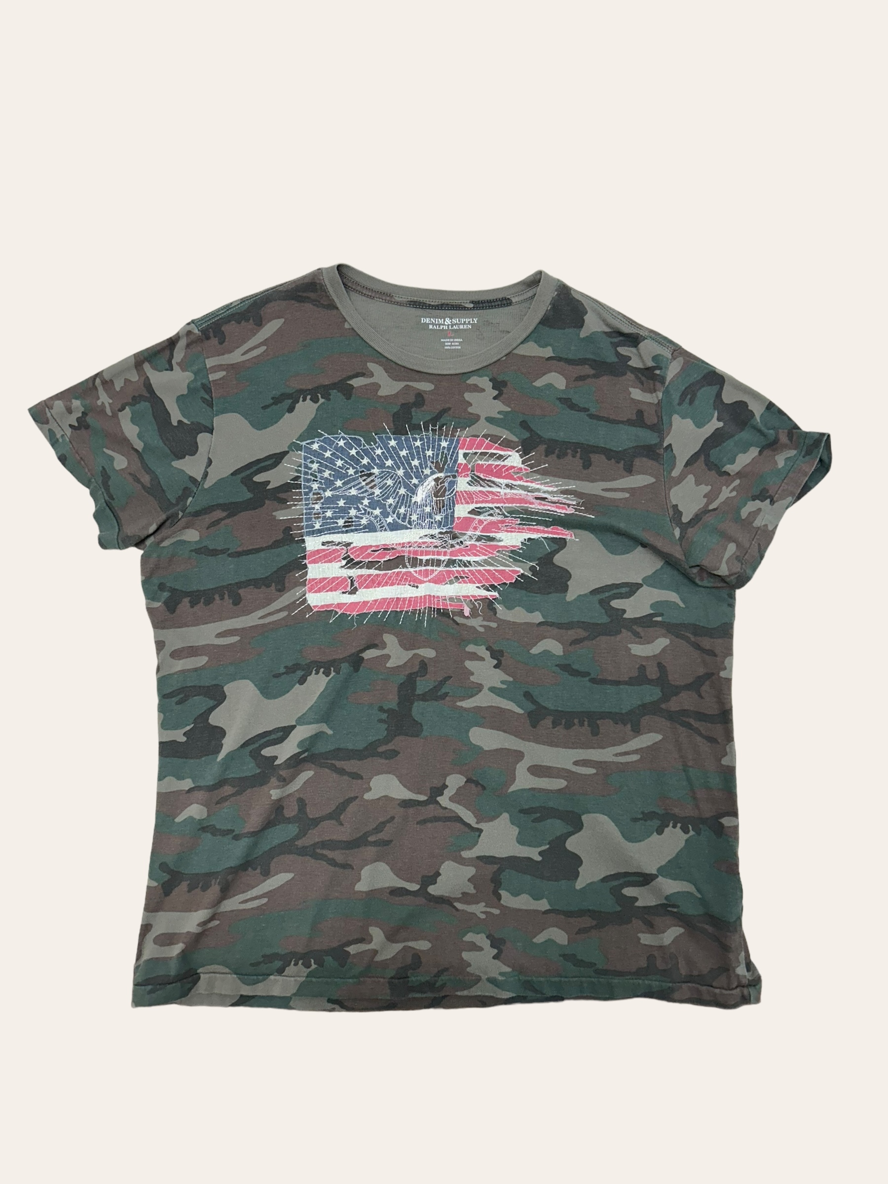 Denim &amp; Supply camouflage USA flag T-shirt L